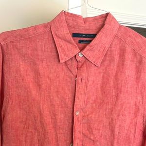 Salmon colored linen long sleeve shirt